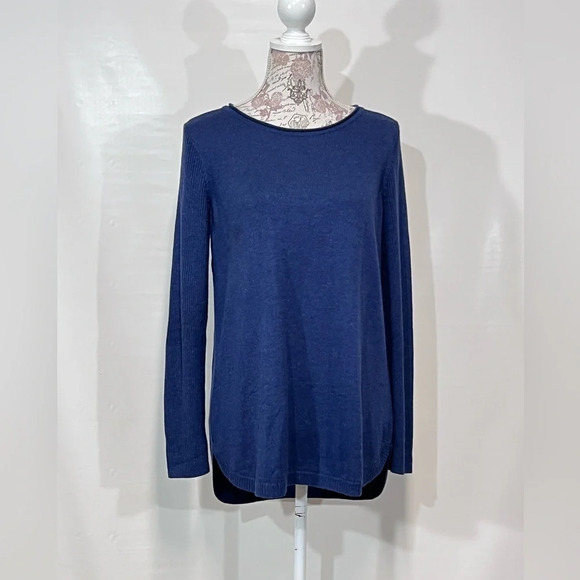 MAGASCHONI Navy Blue scoop neck sweater size L. - Picture 2 of 14